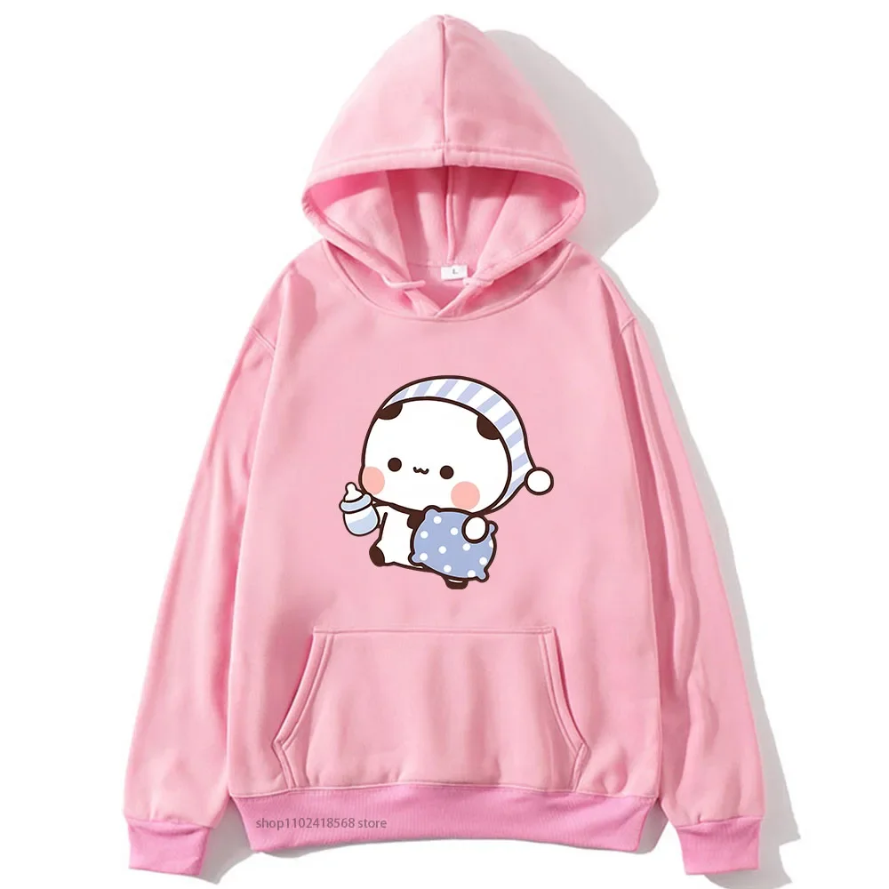 Couple Hoodies Kawaii Cute BuBu Panda Going To Sleep with DuDu Bear Graphic Sweatshirt Men Women Clothes Long Sleeve Pullover