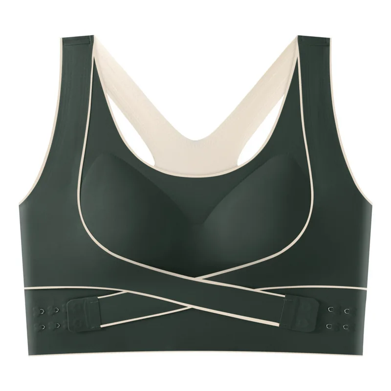 Wireless Sports Bra Large Size Seamless Underwear Latex Vest Women's Backless Side Buckle Comfortable Breathable Gathered