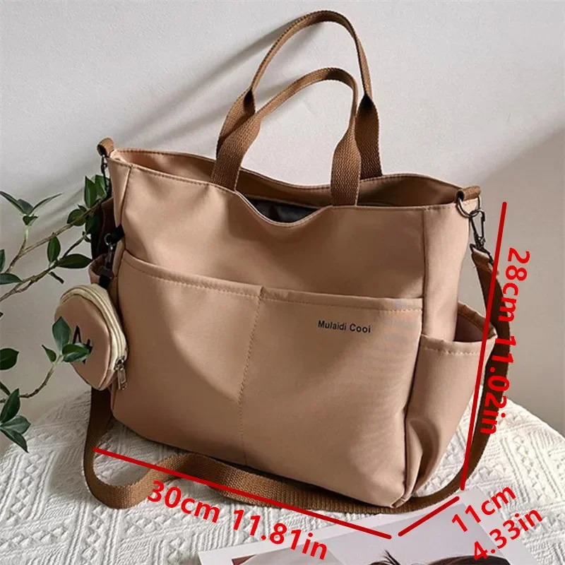 Oxford Design Double Sided Pocket Tote Bag Teen Women Large Capacity Handbag Single Shoulder Crossbody Bag with Round Coin Purse