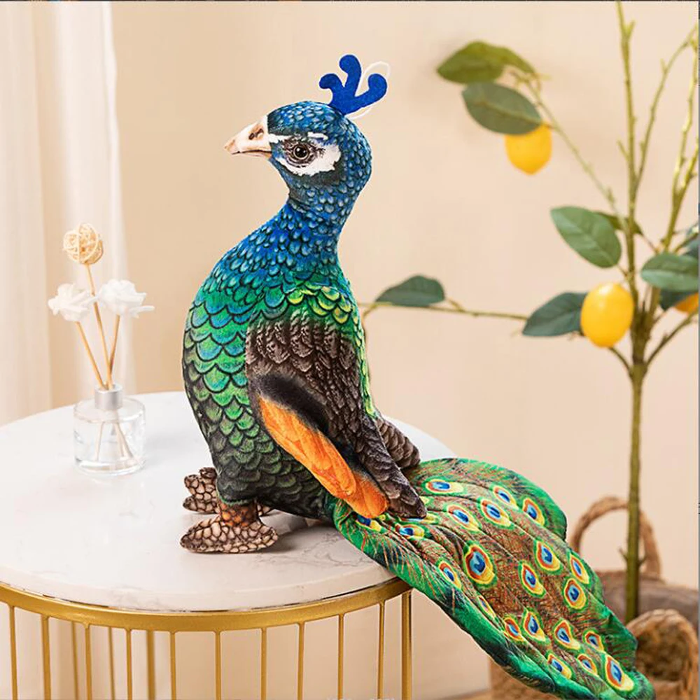 Imitation Peafowl Peacock Doll Animal Children Stuffed Plush Toy 25cm colorful peacock plush toy zoo commemorative feather opening screen doll bird toy send children birthday gifts