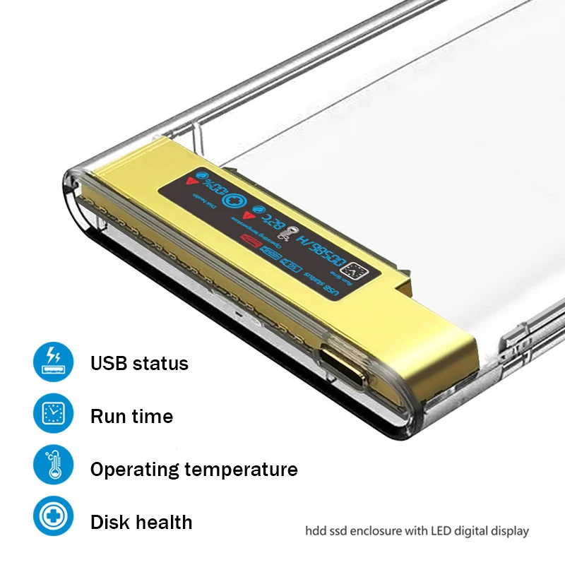 UTHAI-Carcasa USB de plástico transparente para disco duro de 2.5