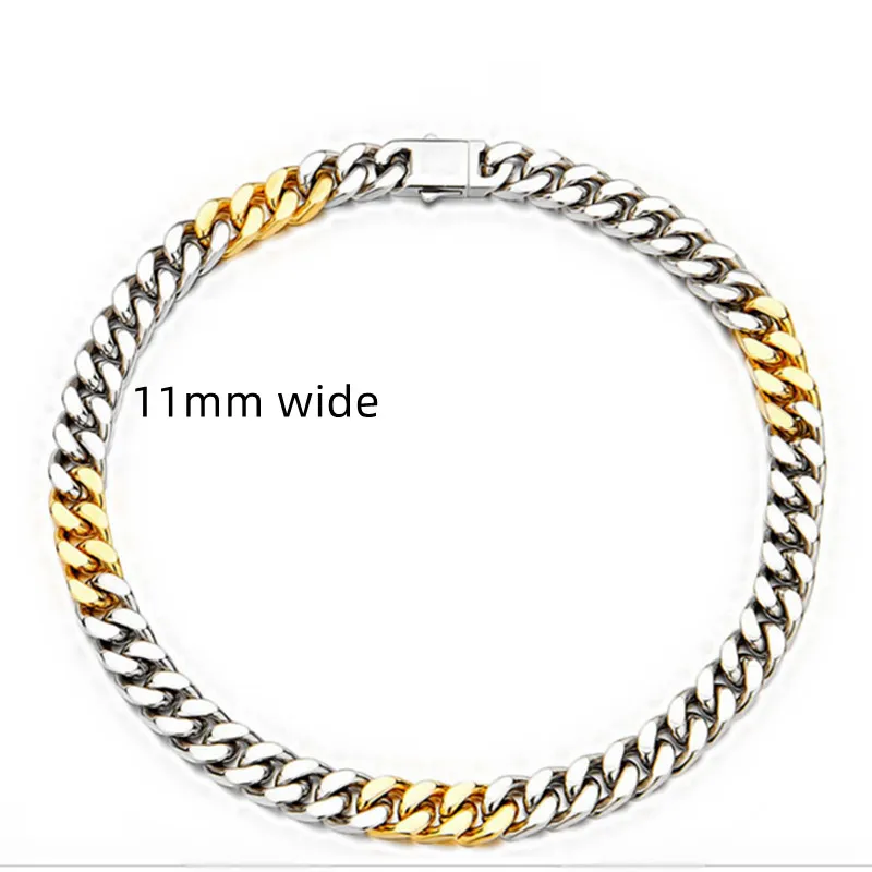 Stainless Steel Does Not Fade Fashion Punk Style Cuban Necklace Ins High-end Hip-hop Titanium Steel Necklace for Men and Women