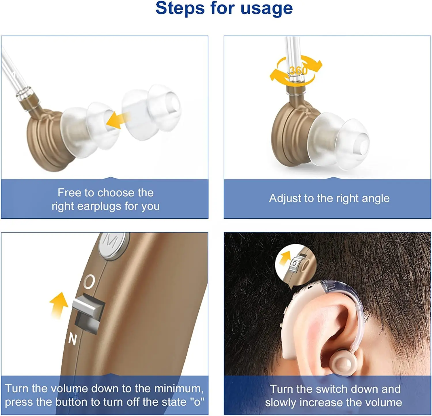 Hearing Aid Rechargeable Digital BTE Hearing Aid Adjustable Tone Sound Amplifier Portable Deaf Elderly