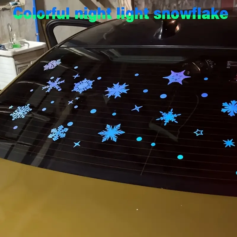 3Sheets Glow In The Dark Snowflake Window Stickers DIY Car Luminous PVC Decal Christmas Home Wall Decoration New Year Party Gift