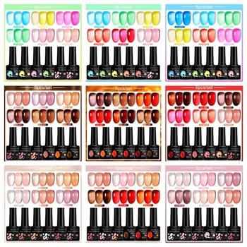 LILYCUTE 6 pz/set 7ML Jelly Sea Glass Nail Gel Polish Primavera Traslucido Rosa Nude Semi Permanente Soak Off Nail Art Manicure Kit 1