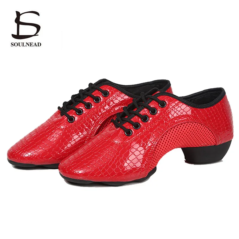 

Professional Jazz Dance Shoes Women's Salsa Ballroom Tango Latin Leather Teacher Dancing Shoe Red Black Adult Girls Sports Boots