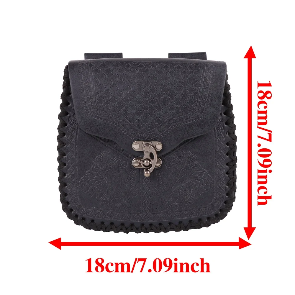 Mittelalterliche Kunstleder-Beutel mit Kordelzug, Retro, nordisch, tragbar, Geldbörse, Vintage-Gürteltasche, Würfeltasche für LARP Ren Faire Accessori – Detail 7