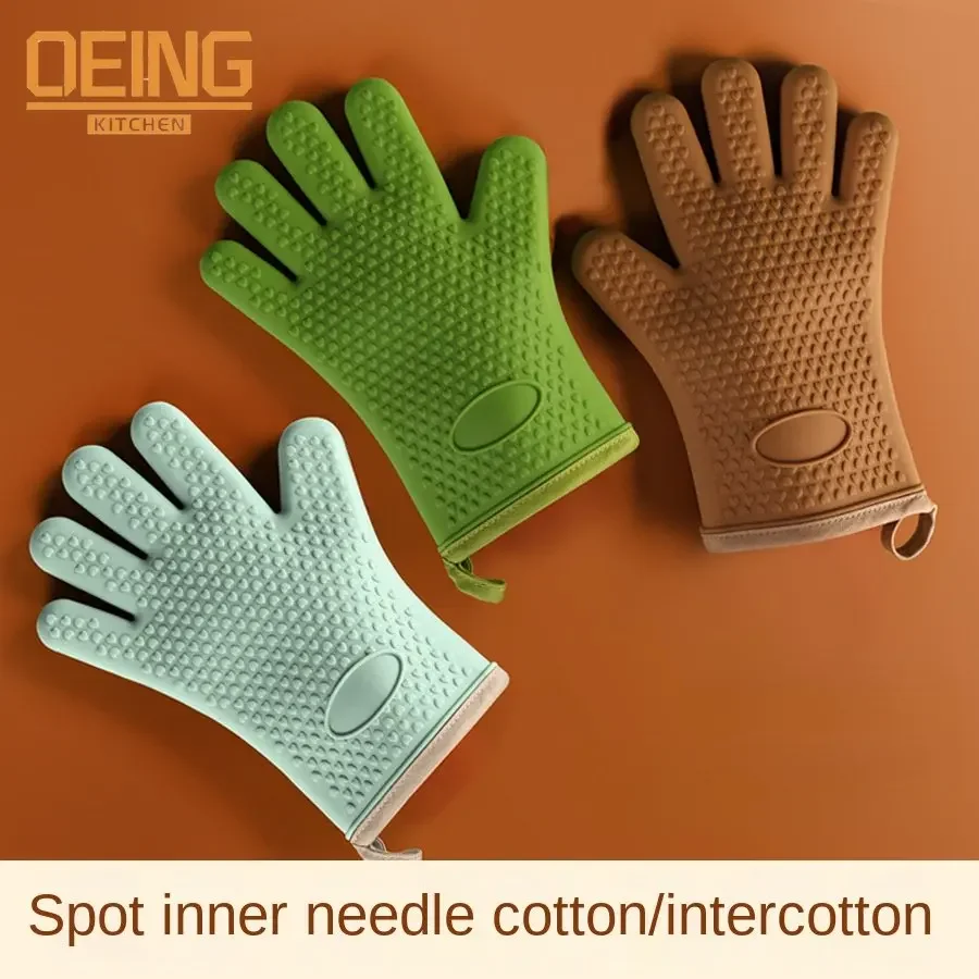 

New Hand Bake Silicone Gloves Microwave Oven Baking Gloves Kitchen Anti-scald Anti-slip Silicone BBQ Oven Pot Holder