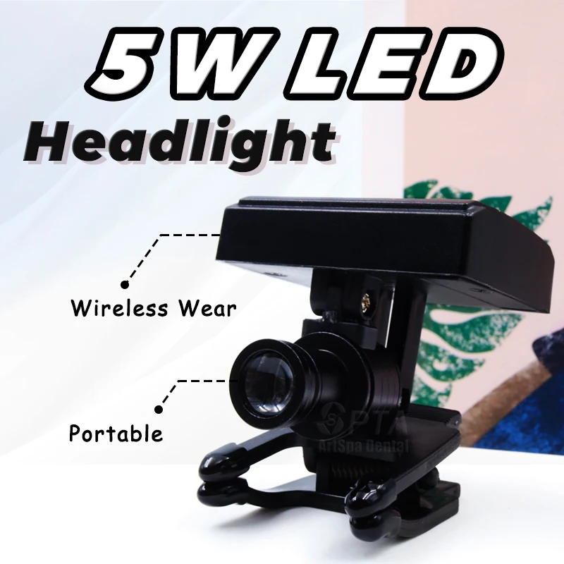 Dental Power Switch Of Binocular Wireless 5W Headlight Clip Headlamp Portable Light For Dentist Loupe Lab Medical Magnifier