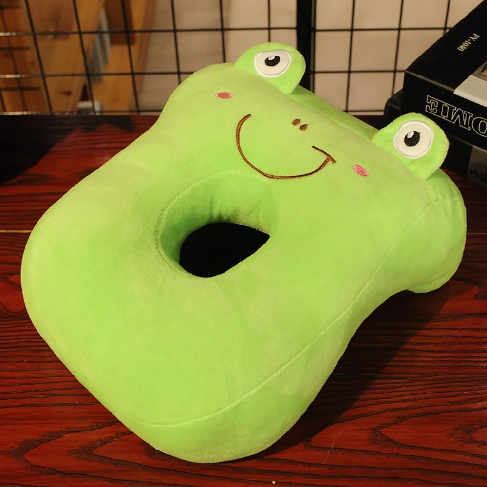 Portable Cartoon Nap Pillow Animal Pattern Hollow Hole Desk Rest Pillow Wear Resistant Soft Neck Support Office