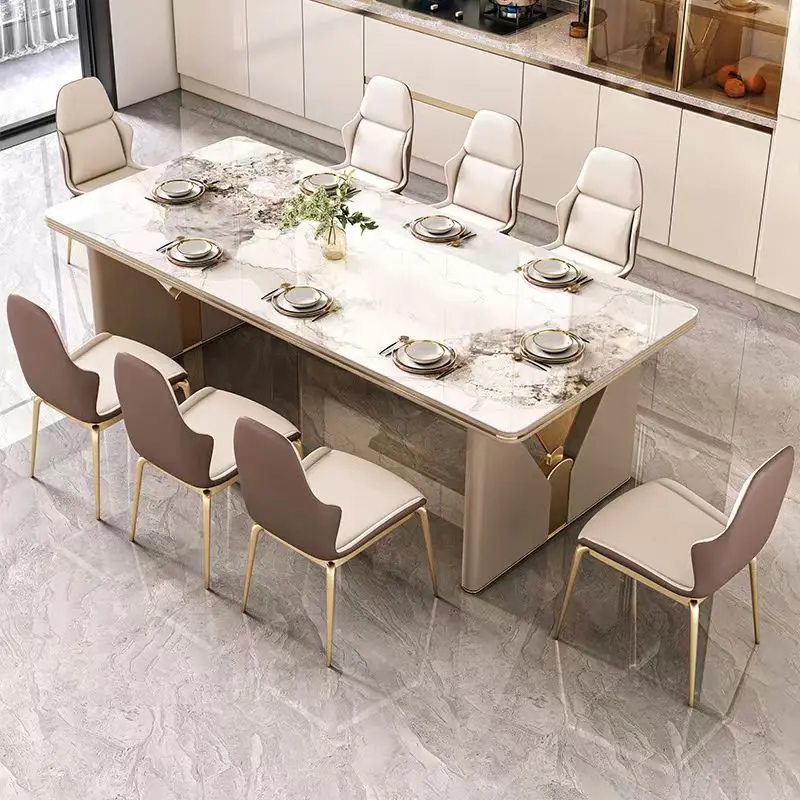 High-end household small apartment retractable villa Zhongdao platform with induction cooker light luxury rock slab island table