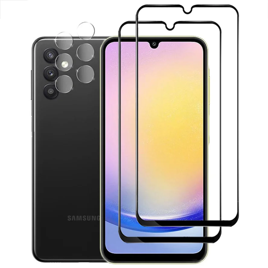 

4-in-1, Tempered Glass+Camera Film for Samsung Galaxy A05s A15 A25 A35 A55 High-quality Protective Glass A25 5G Screen Protector