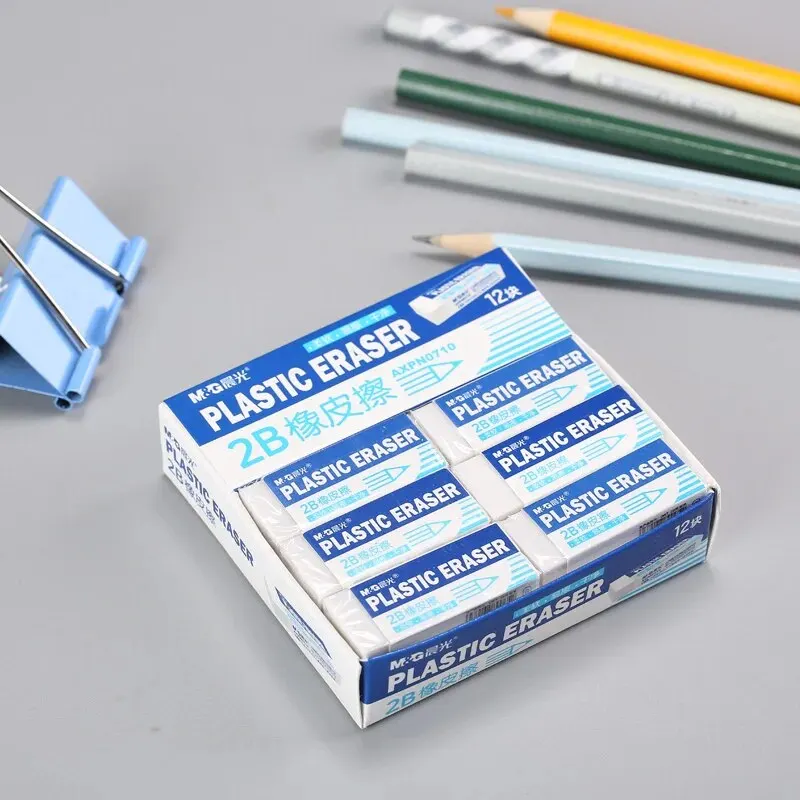 Pencil Eraser M&G 12 Pack 2B Small Eraser Student Exam Study Art Eraser School Stationery White