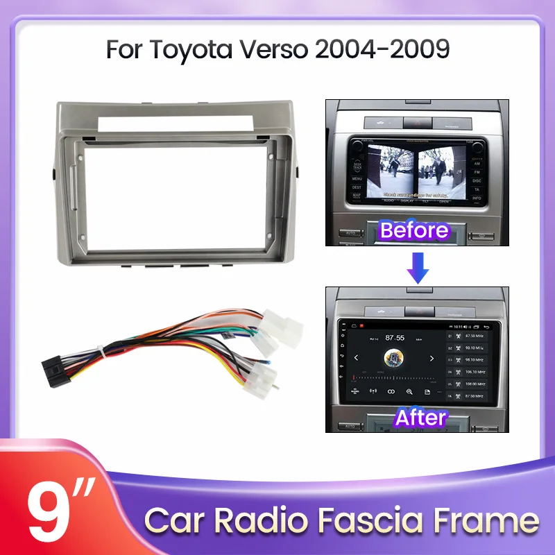 2Din Car Radio Plastic Fascia Panel Frame for Toyota Corolla Verso 2004