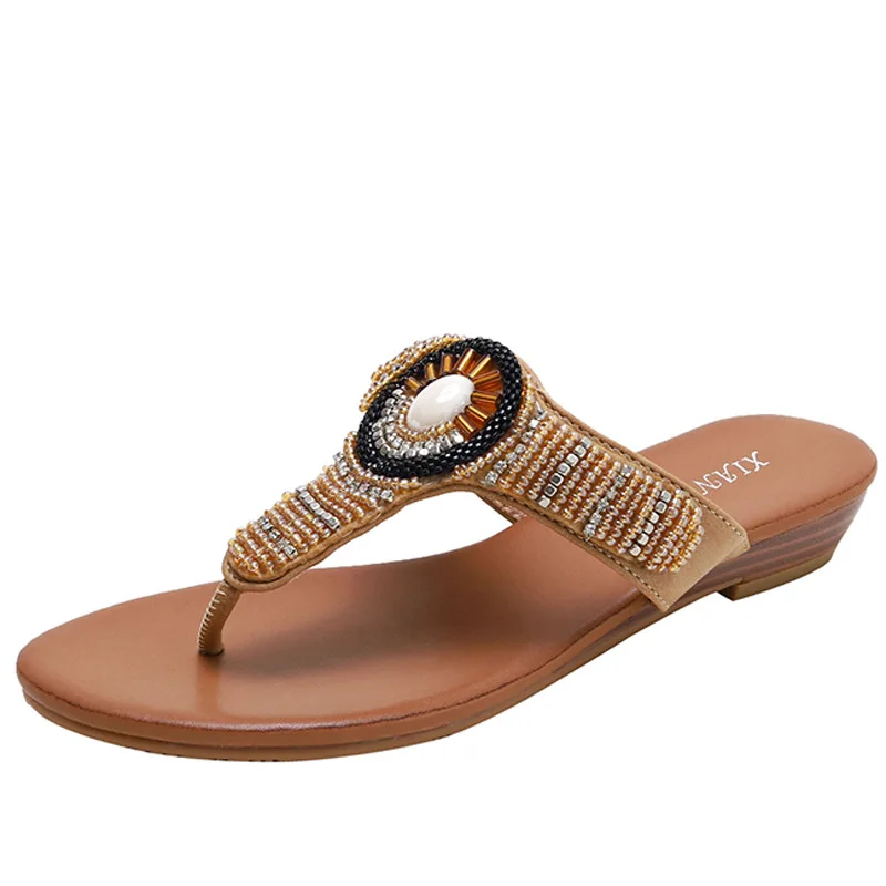 588-1  Sandals, Slippers, New Summer Fashion Outwear, Sea Vacation Edge, Ethnic Style Slope, and Rhinestone Slippers