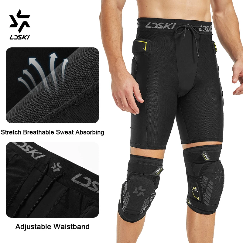 LDSKI Ski kniebeschermers Impact Shorts All Round Protection Lichtgewicht Ademende Hip Tailbone Beenwacht Snowboarden Buitensporten