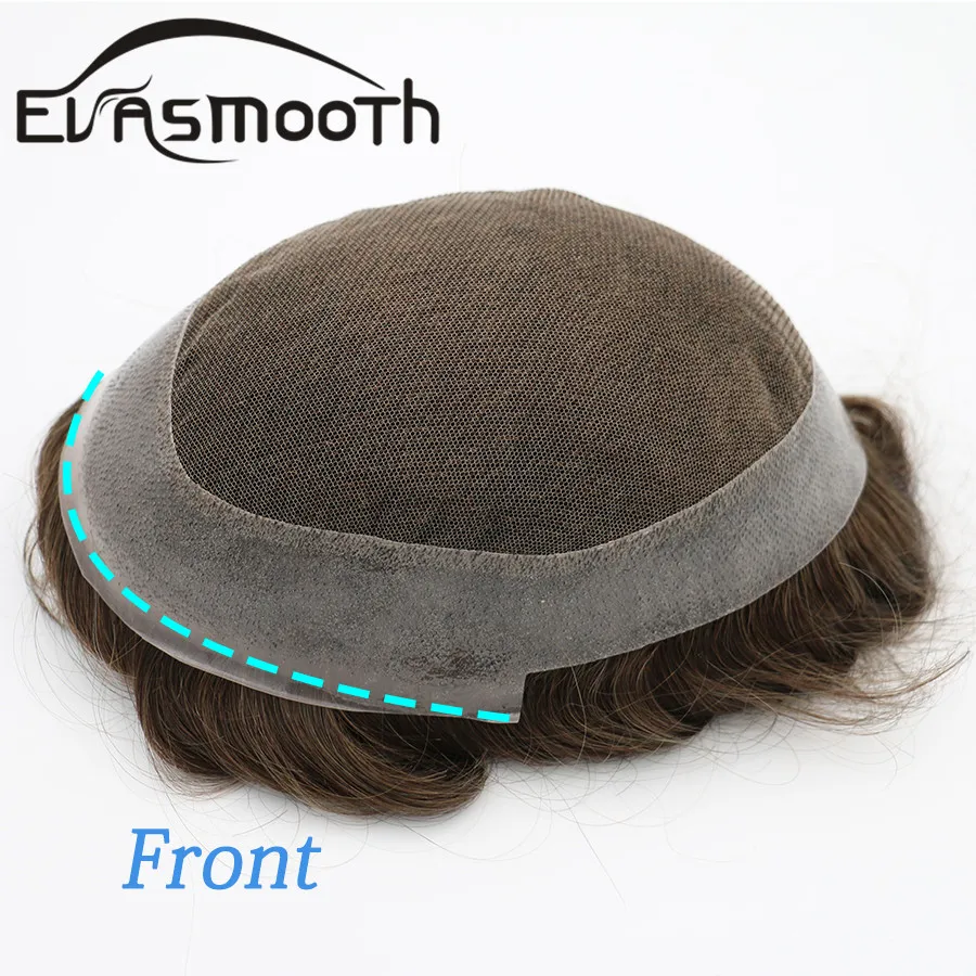 Australia Base Swiss Lace Human Hair Men Toupee Natural Hairline Skin PU & Lace Men's Capillary Prosthesis Male Wig Hair System