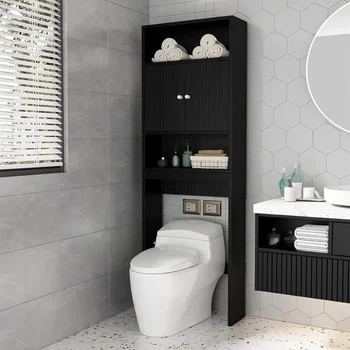 77" Over The Toilet Storage Cabinet Bathroom Organizer Space Saver Over Toilet Furniture Home Freight free 1
