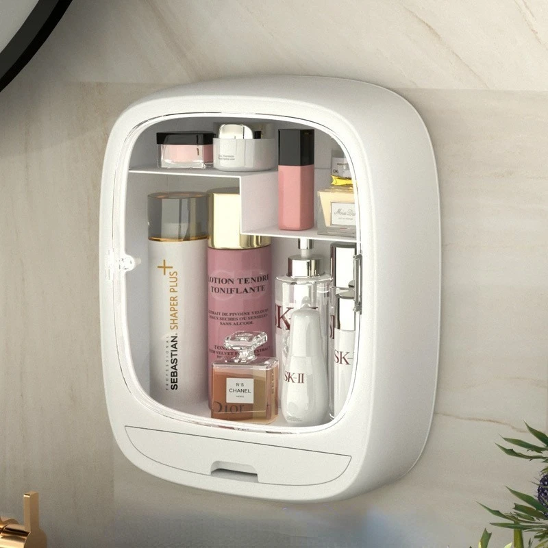 

Cosmetics storage box, wall mounted storage rack, wall bathroom, bathroom, non perforated skincare product storage rack