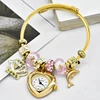 Women's Bracelet Watch Love With Stylish Decor Refined Round Quartz Watch Casual Elegance 1