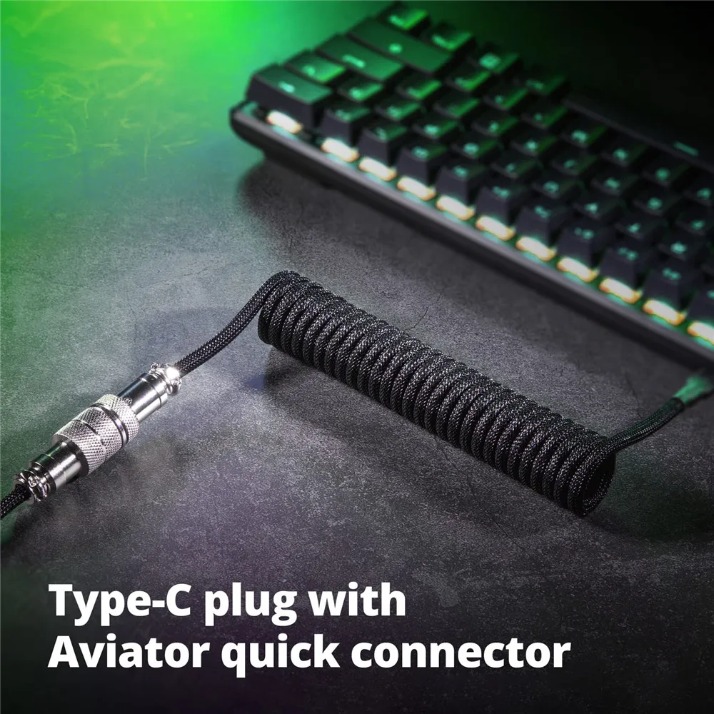 Teclado Mecânico Enrolado Cabo tipo de Fio c Porta Usb Aviador Bobinamento Cabo Desktop Computador Acessórios do Teclado do Jogo - Imagem 5
