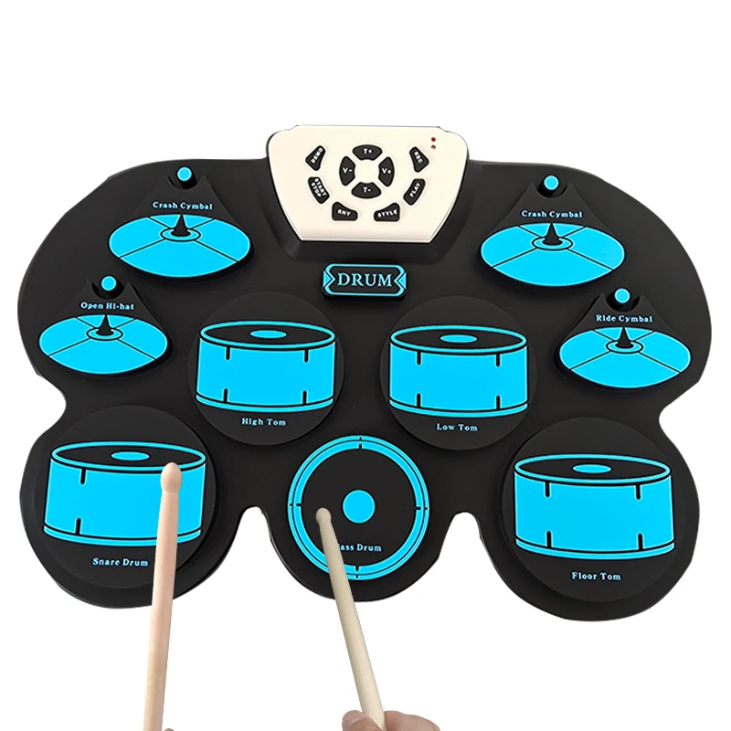 

Electronic Drum Set Tabletop Kids Electric Drum Kit 9 Pad Digital Drums MIDI Beginner Practice Pad, 2 Drum Sticks and Pedals