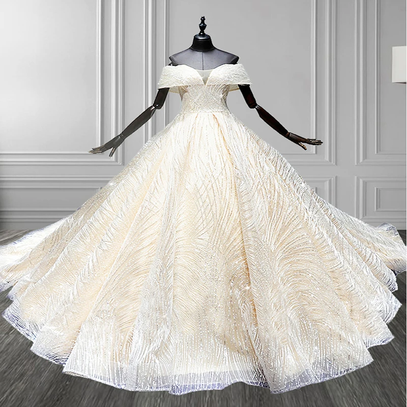 

Женское свадебное платье цвета слоновой кости, с блестками и бусинами, цвета шампанского, 2024