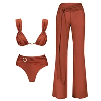 3Pcs Bandeau Biquini 2026 Sexy Women Swimsuit Female Push Up Swimwear Micro Bikini Bathingsuit Beachwear Shiny Brazilian Biquini