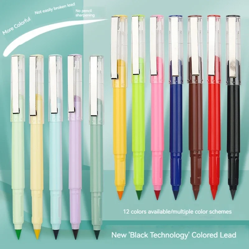 

12 Colors/set Eternal Pencil with Refill Unlimited Writing for Kids Infinity Pen Sketch Painting Stationery School Supplies