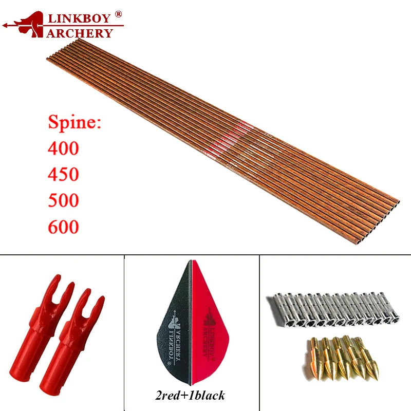 Linkboy Archery Pure Carbon Arrow Shafts 32'' Sp300 900 Arrow Inserts