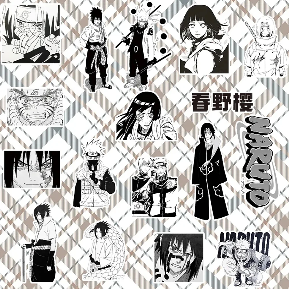 Black & White NARUTO Anime Graffiti Stickers - Cool Cartoon Waterproof Decals