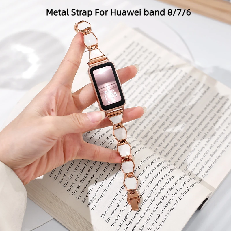 

Металлический Ремешок Для Huawei band 8, кожаный браслет, сменный спортивный ремешок для Huawei band 7/6, женский браслет