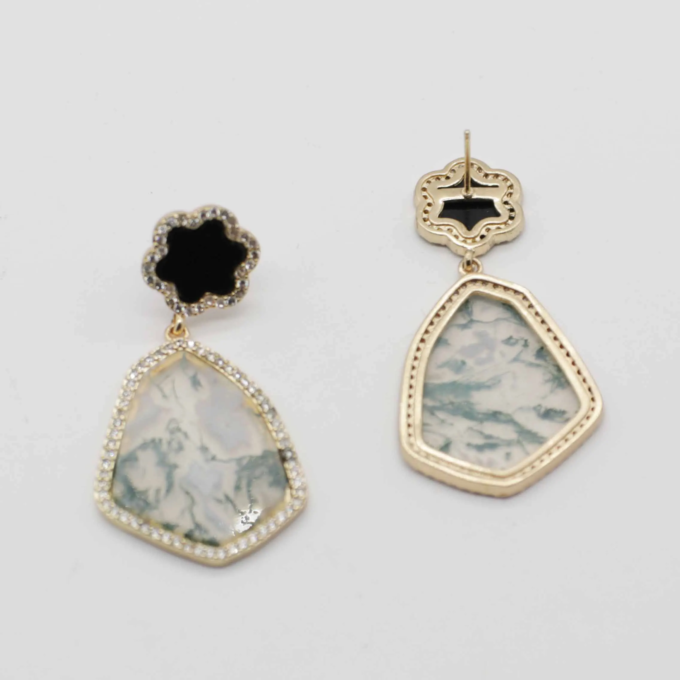 Gains Fashion Gemstone Slab Droped Earring Gold Plating Jewelry Girl Friend  Mother Day Gift Free Shipping