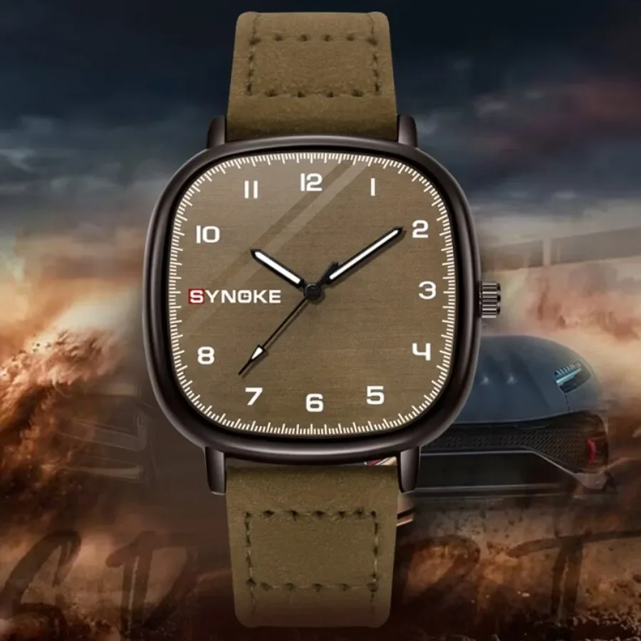 Senstone Orologio Uomo Cronografo Tonneau Retrò – Quadrante Luminoso, Cinturino In Silicone Nero - 5