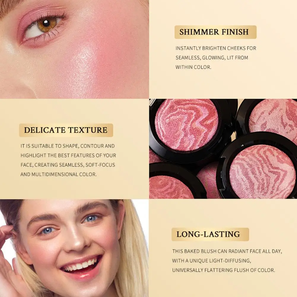 Monochrome Blush Palette Lighting Glow Baked Blush Cheek Tint Blusher Powder Makeup Matte Rouge Contour Shadow Palette 5 Colors powder blusher,blush powder,blush plate,monochrome blush,facial blusher
