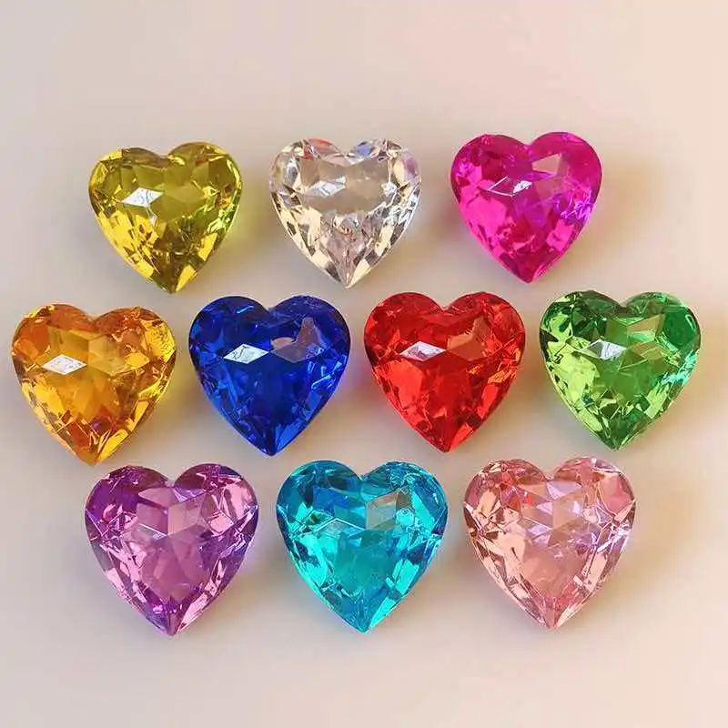 10PCS 큰 하트 모양의 아크릴 다이아몬드 보석 보석 해적 보물 상자 사냥 파티 선물 어린이를위한 생일 할로윈 선물