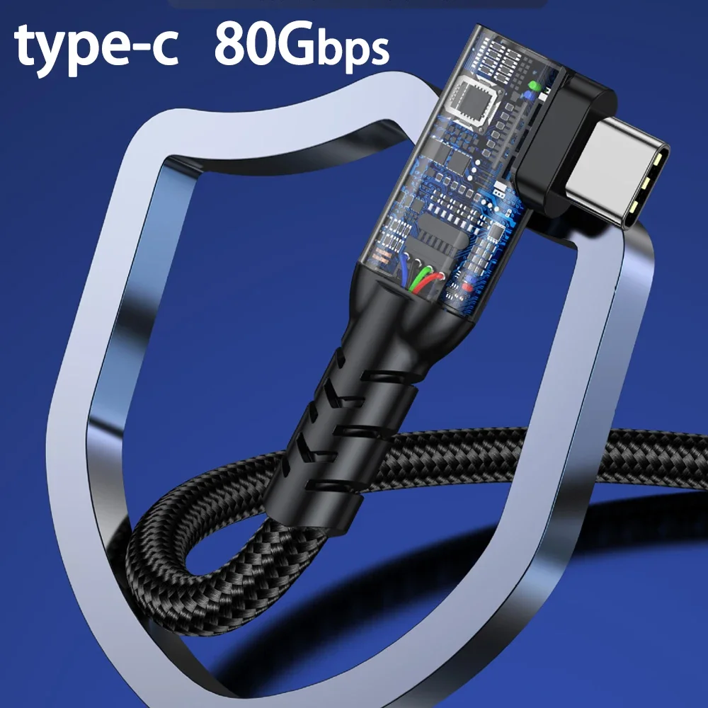 썬더볼트 5/4 90도 USB 5 타입 C to USB C 케이블 USB5/4 80Gbps 16K PD240W 고속 충전 데이터 케이블 맥북 프로 아이패드 SSD용