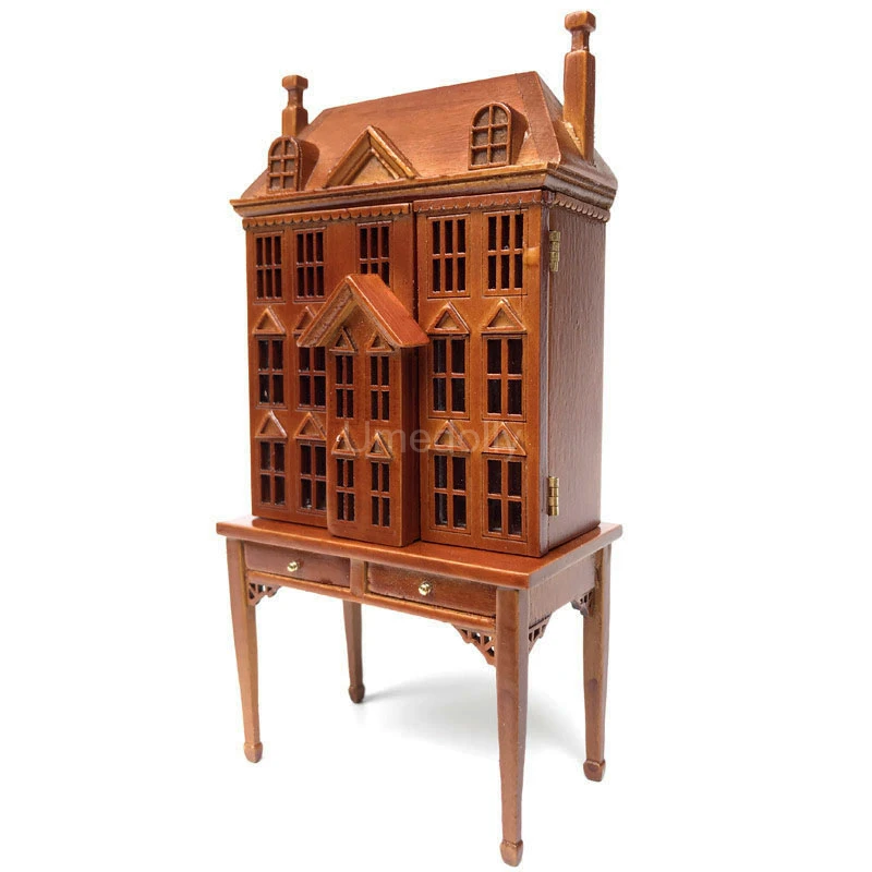 Overtreden spreker haar Houten Mini Huis Model Voor 1/12 Miniatuur Poppenhuis Meubels Voor Bjd OB11  Pop Decoratie Accessoires|Meubel Speelgoed| - AliExpress