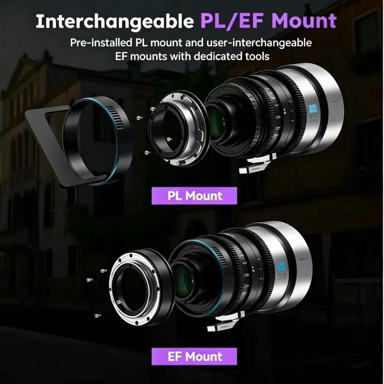 SIRUI IronStar 1.5X 35/40/60mm 아나모픽 렌즈 풀 프레임 시네 렌즈 T1.9 초고속 조리개(교환 가능한 PL/EF 마운트 포함)