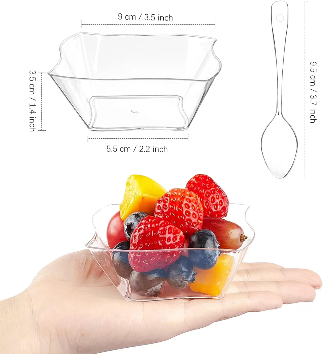 Clear Plastic Dessert Cups plastic cups plastic dessert cups dessert cups dessert plates Appetizer Plates Bowls with Spoons 25/50 pcs For Wedding Party