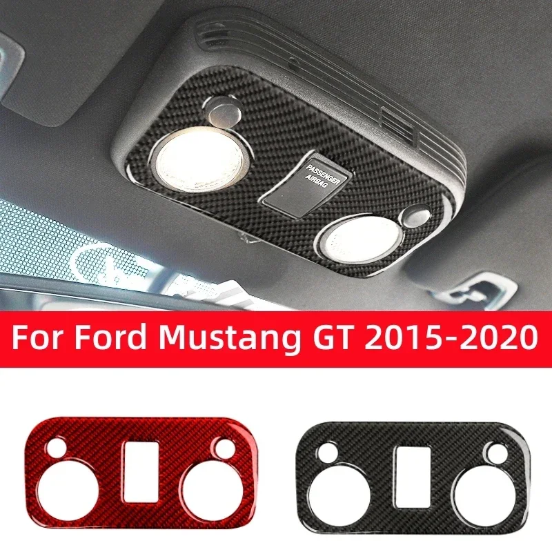 Per Ford Mustang Gt 2015-2021 Accessori Interni In Fibra Di Carbonio Tetto Auto Luce Di Lettura Pannello Adesivo Copertura Trim Cornice Decorativa