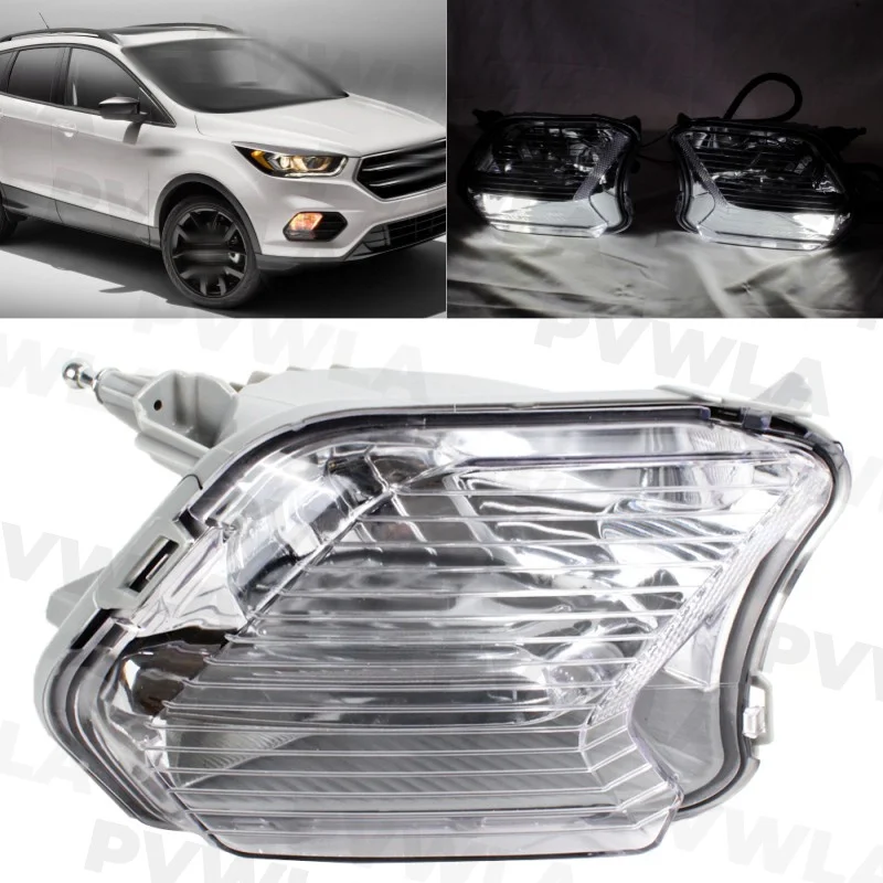 

1 PC Right Side Front Bumper Fog Lights Lamp With LED Bulbs For Ford Escape Kuga 2017 Car accessories GJ5Z-13200-C