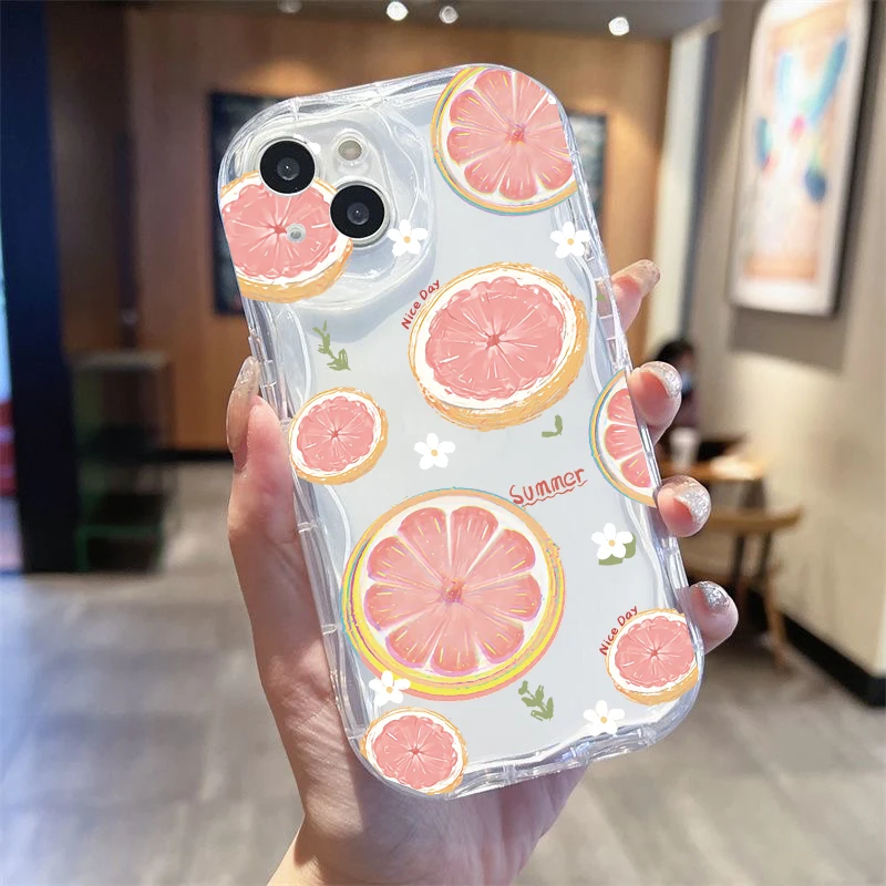 Vibrant Lemon Summer Fruit Silicone Case with Wave Side Design