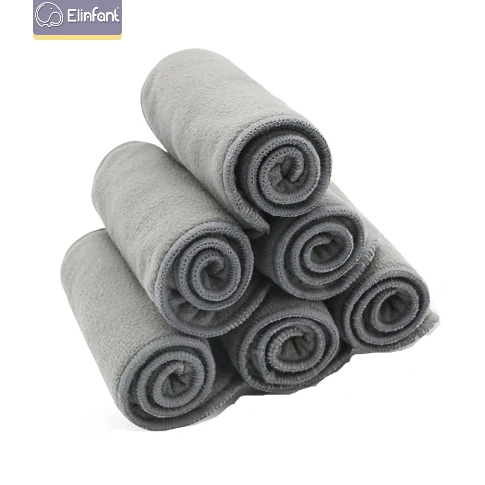 Elinfant 10pcs Quality Baby Nappies Bamboo Charcoal Liner nappy diaper Insert 2+2layers bamboo charcoal For Baby Cloth Diaper