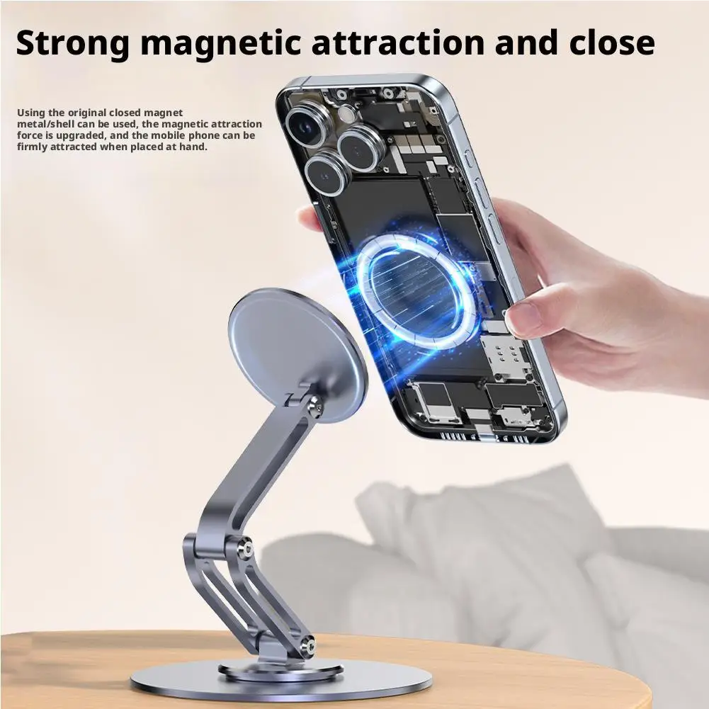 Aluminum Mobile Phone Holder with 360 Degree Rotation for Home and Car