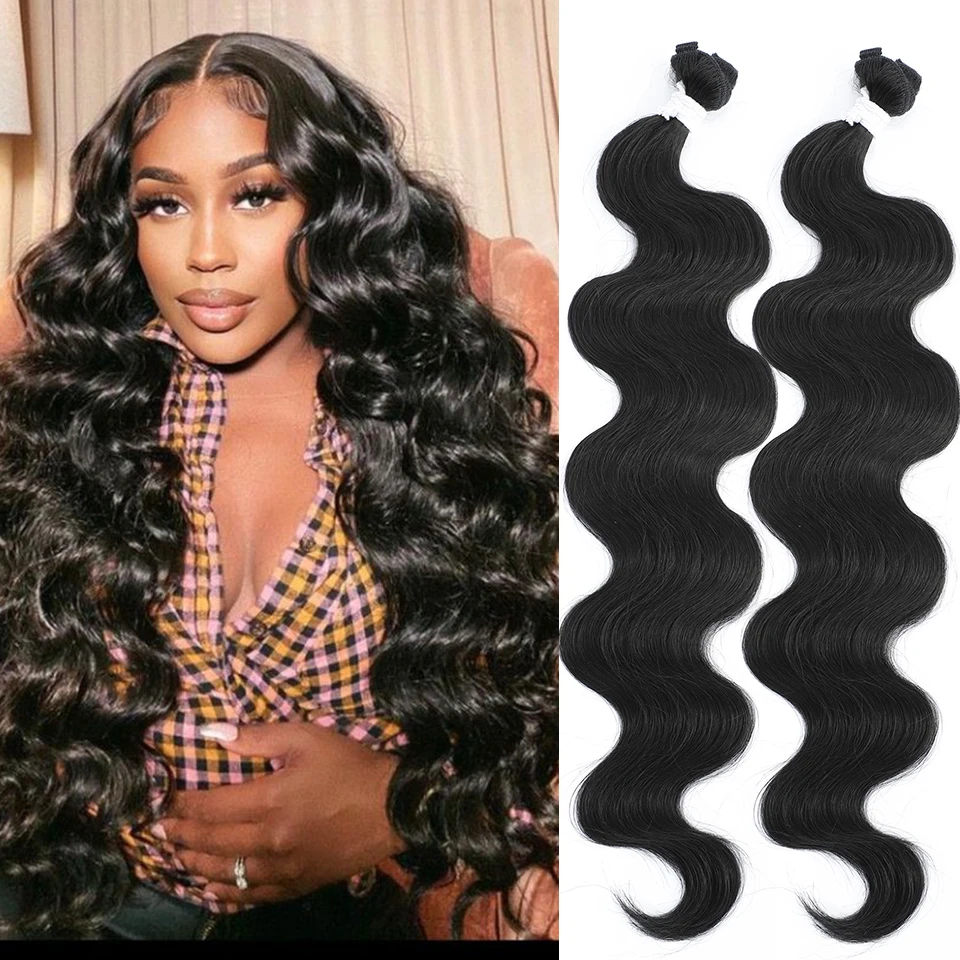 Hair Extensions Gladys Synthetic Body Wave Hair Bundles 26 Inches Highlight 613 Ombre Grey Soft Wave Hair Extensions Loose Deep Weft