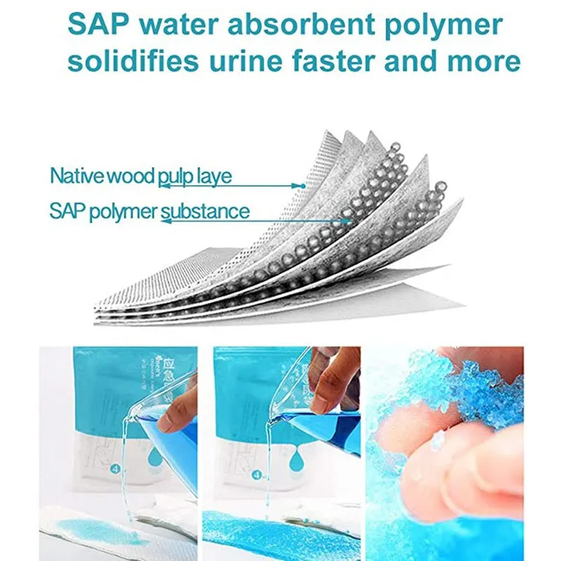 700ml 4pcs Outdoor Travel Emergency Portable Car Disposable Vomit Bag Urine Bag Disposable Toilet Bag Mini Mobile Toilets Handy Unisex