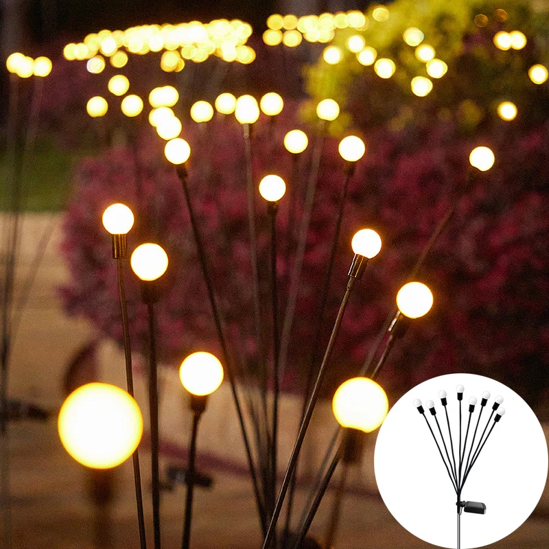 Solar Garden Firework Firefly Lights Outdoor Waterproof Led Firefly