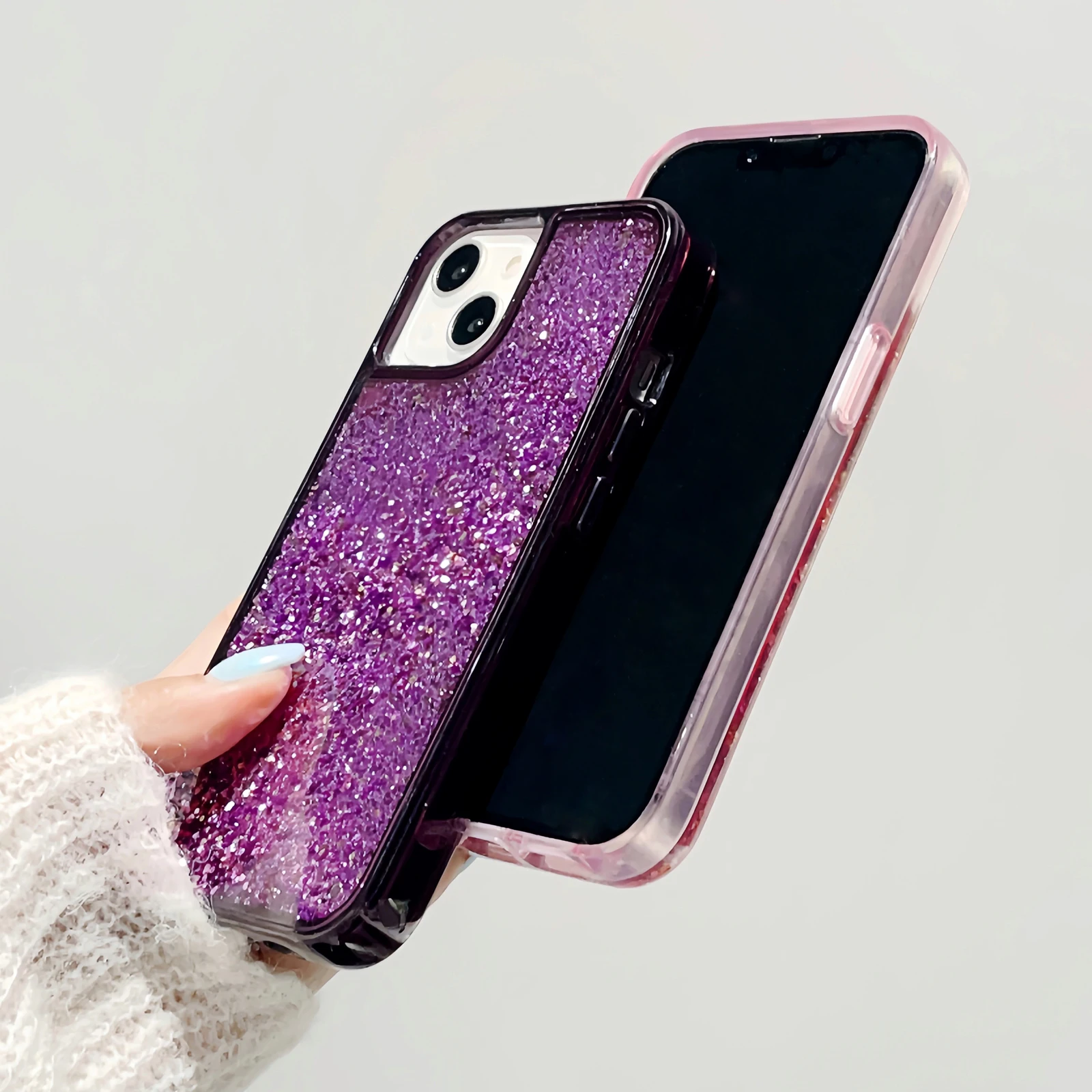 Shockproof Glitter Phone Cover, Liquid Quicksand, Clear Case for