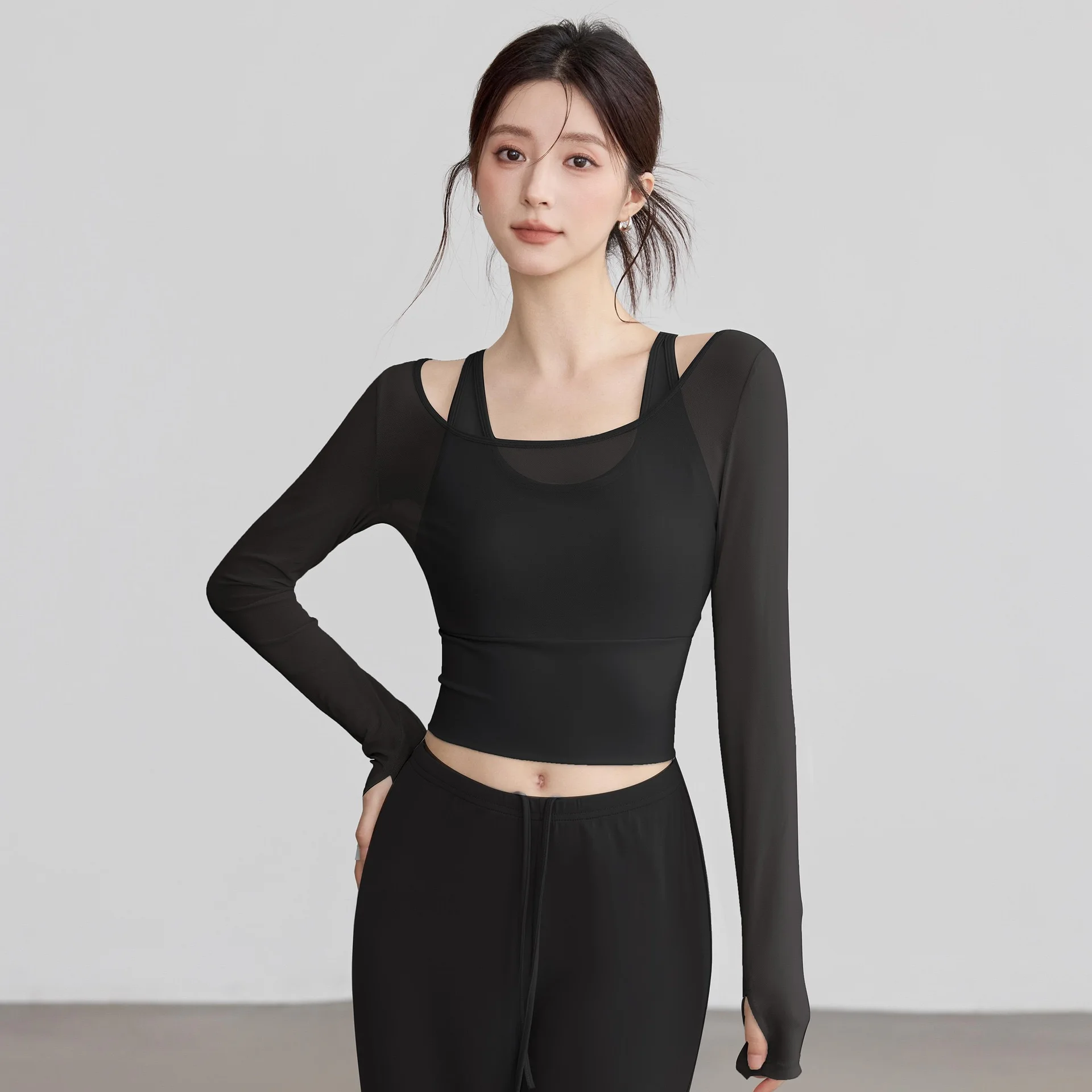 รูปสินค้า เสื้อกีฬาโยคะ แขนยาว กระชับรูปทรง ฤดูหนาว